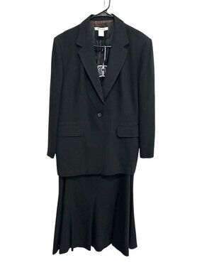 Nygard Collection Petite 16 Black Blazer Skirt Set Scholarcore Timeless Preppy